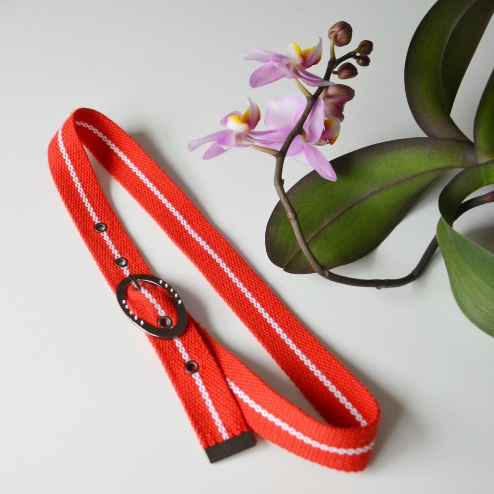 Sela Red with White Stripe Belt